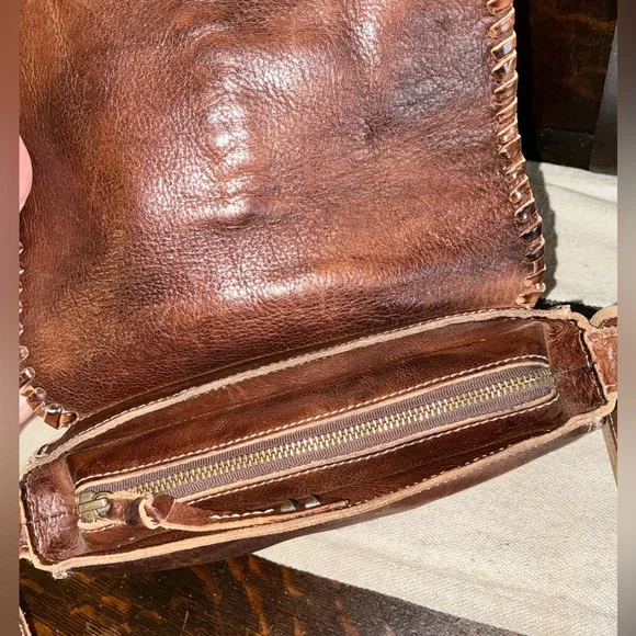 Bed Stu Leather Frankie Crossbody Shoulder Bag Teak Rustic Brown Retail $175